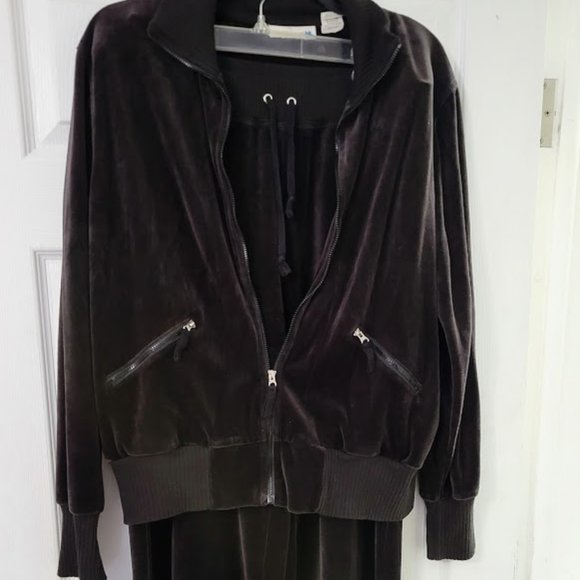 Vintage Weekend Clothes Line‎ velour tracksuit two-piece black/dark brow… - Picture 1 of 7